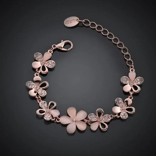 Armband met rozenbloem in antieke stijl | Roségoud