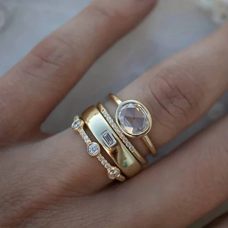 Vintage ringenset met goud en zirkonia | Goud