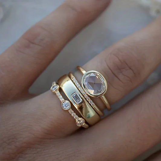 Vintage ringenset met goud en zirkonia | Goud