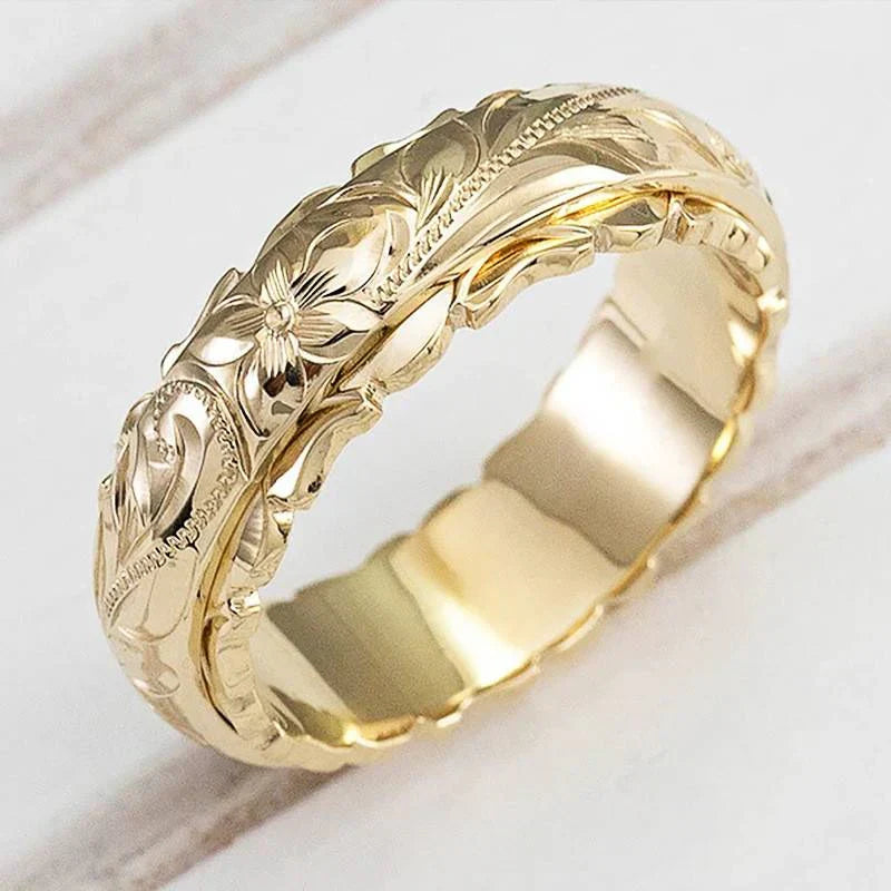 Gouden bloemenring in antieke stijl | Goud
