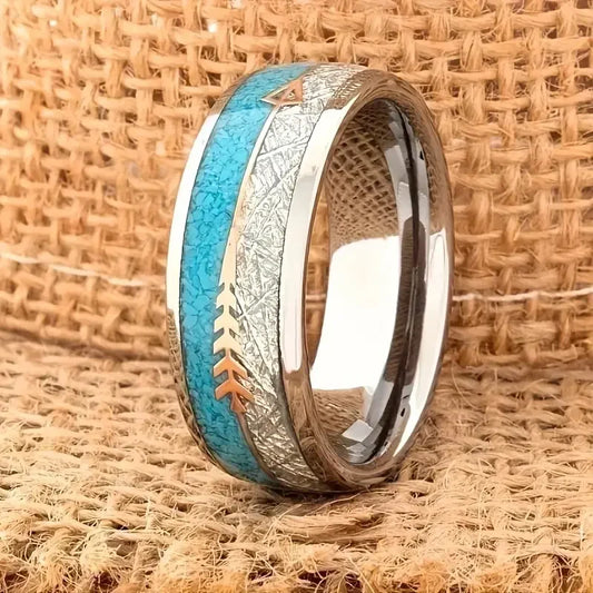 Zilveren ring met emaille in antieke stijl | Witgoud