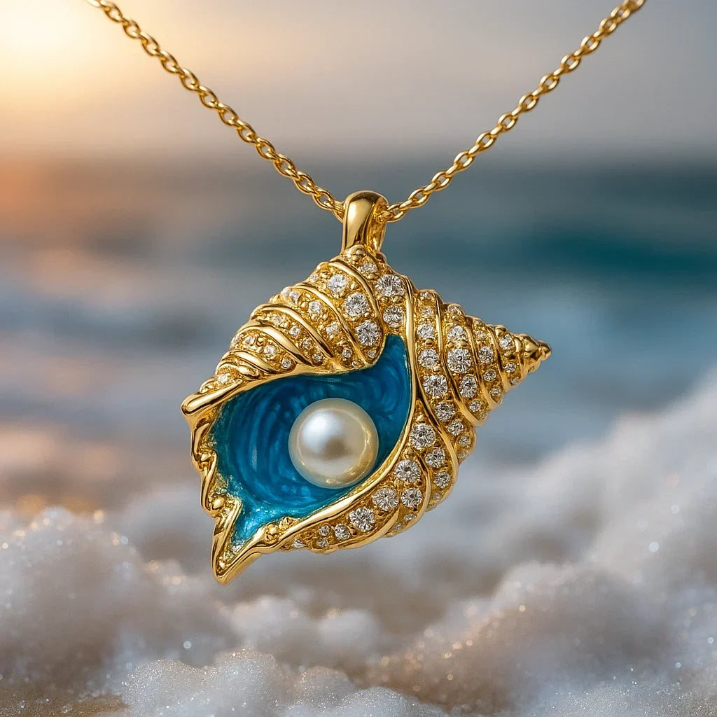 Stralende schelpenketting met parels | Goud