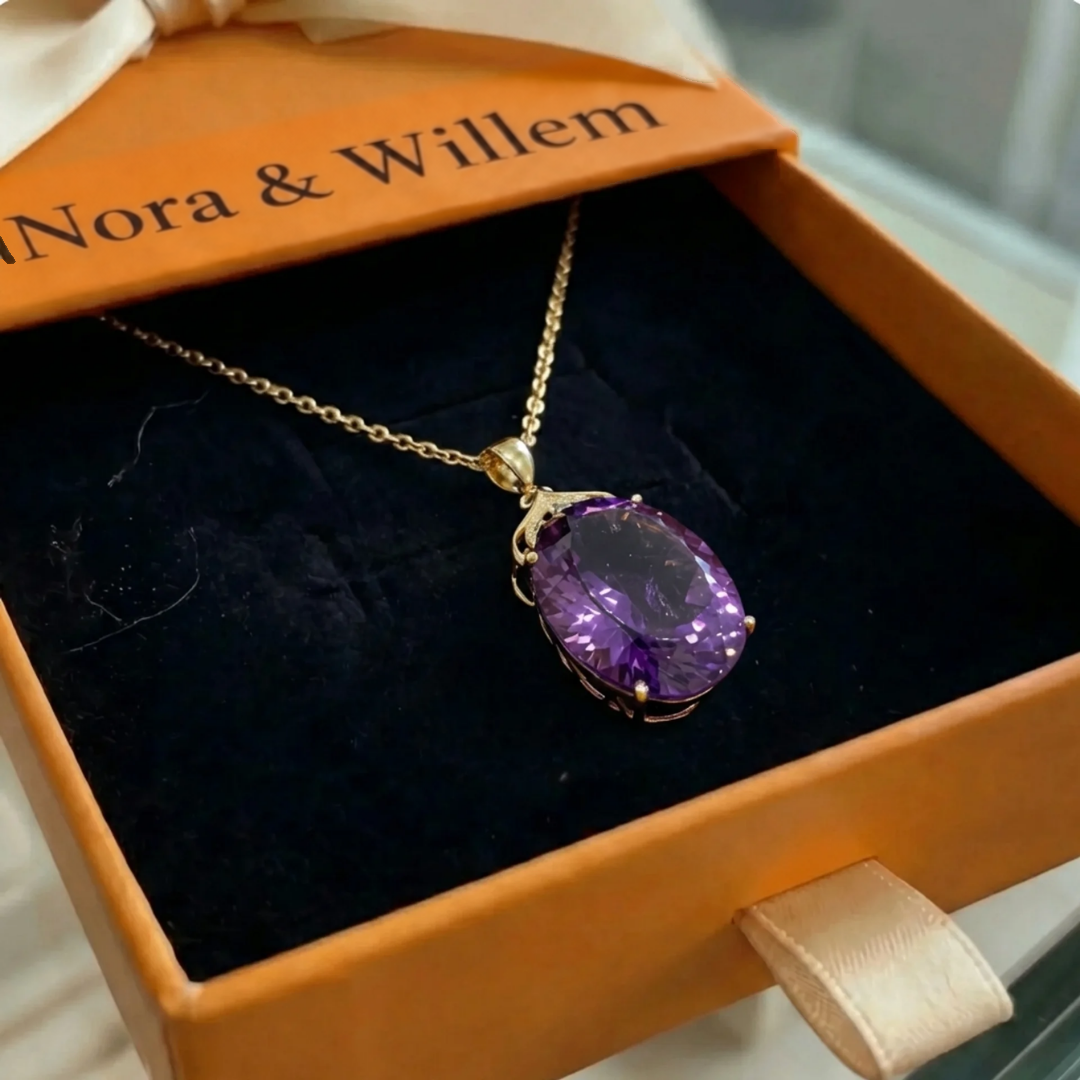Keizerlijke ovale ketting met amethist | Goud