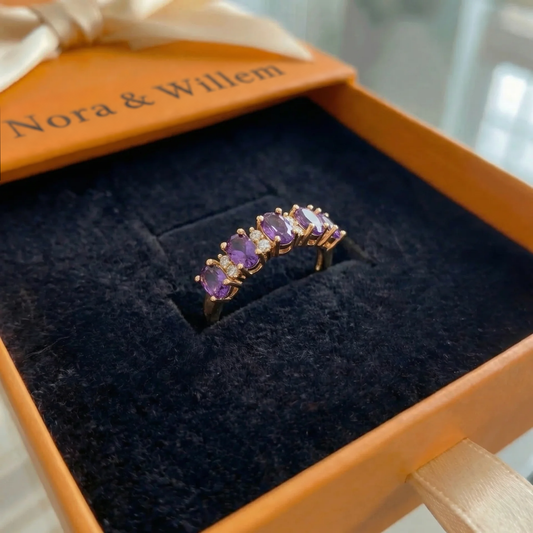 Orlina violette ring met embleem | Roségoud