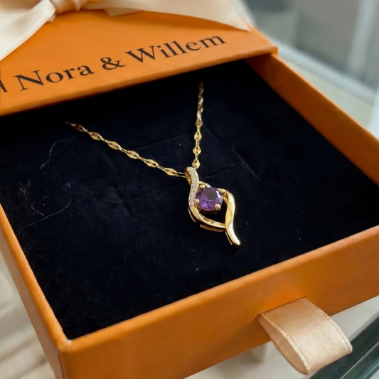 Vespera spiraalketting met amethist | Goud