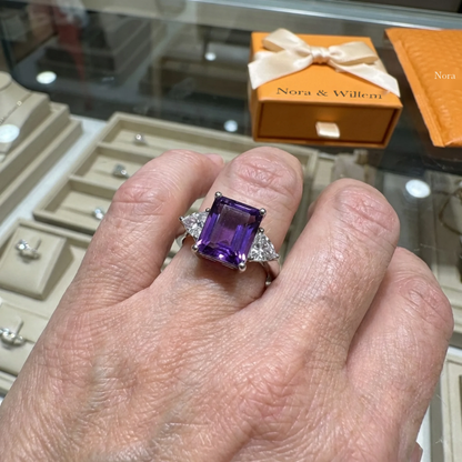 Trinity ring met amethist | Witgoud