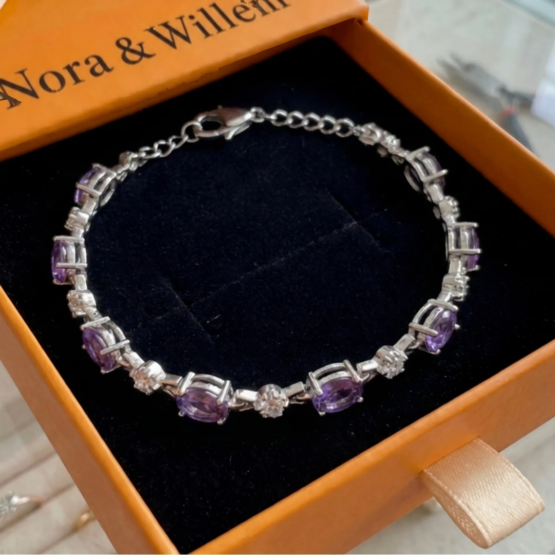Sterrenlicht-armband met amethist | Witgoud