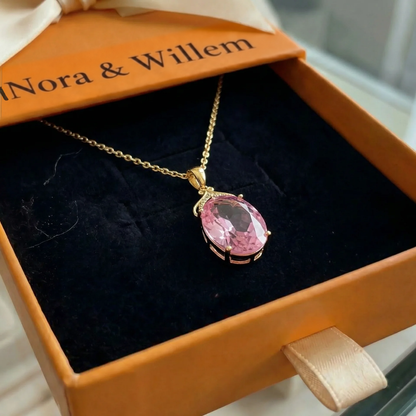 Keizerlijke ovale ketting met roze saffier | Goud
