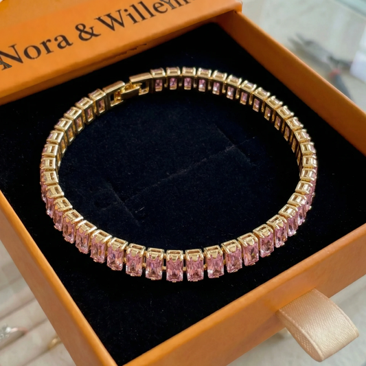 Vertéa tennisarmband met roze saffier | Goud