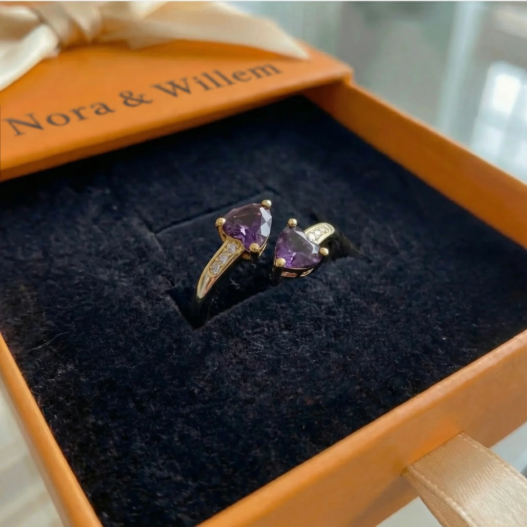 Noctira violette hartjeswikkelring | Goud