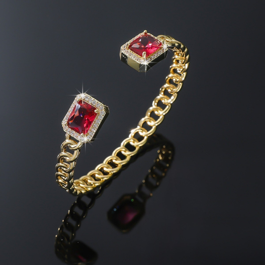 Veloria open armband met robijn | Goud