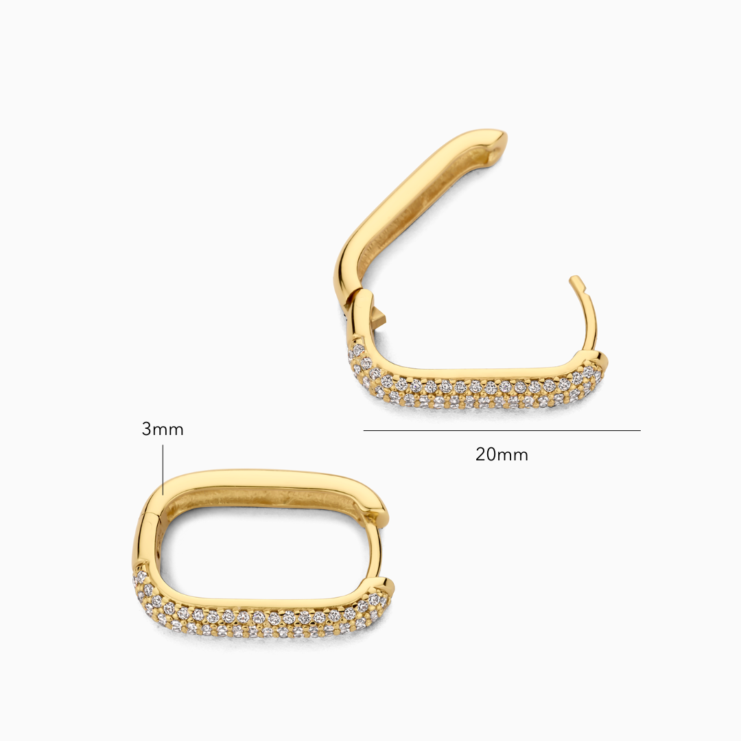 Icon oorringen met pavézetting | Witgoud