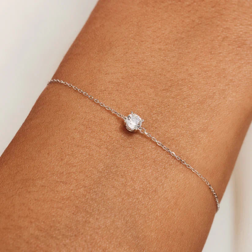 Cléa armband met steen | Witgoud