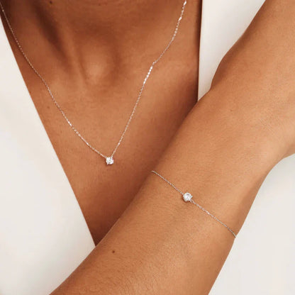 Cléa armband met steen | Witgoud